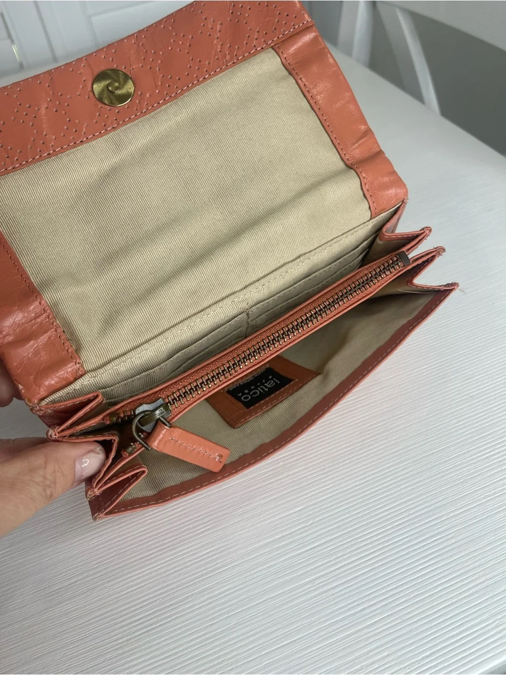 Latico Leather Made in USA Zip Clutch Wallet